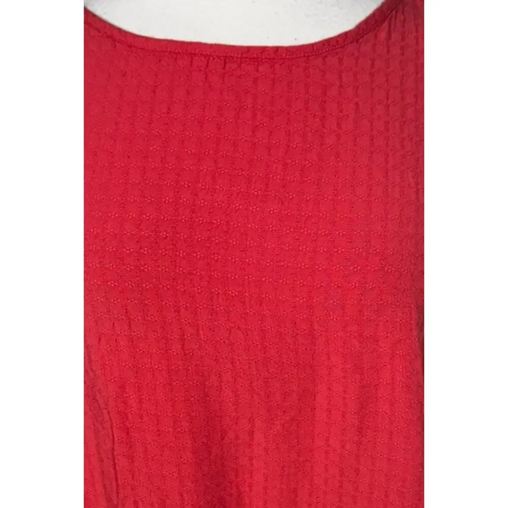 Buffalo David Bitton Womens Large Red Cap Sleeve Tie Waist Top 100% Viscose - Picture 8 of 12